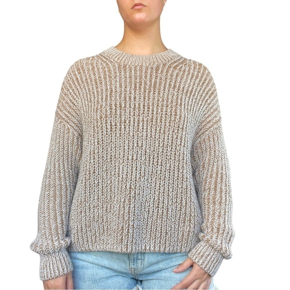 Banana Republic oversized ribbed knit sweater chunky latte brown womens small - Picture 4 of 11
